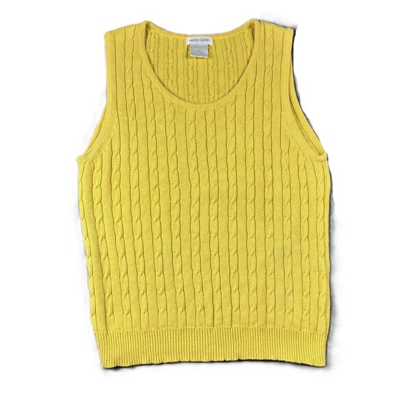 Pierre Cardin Sweaters - Pierre Cardin Women Cable Knit Sweater Vest Vintage Y2K Preppy Yellow XL L113